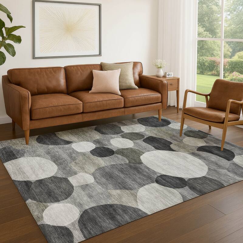 Machine Washable Indoor/ Outdoor Modern Circy Chantille Rug