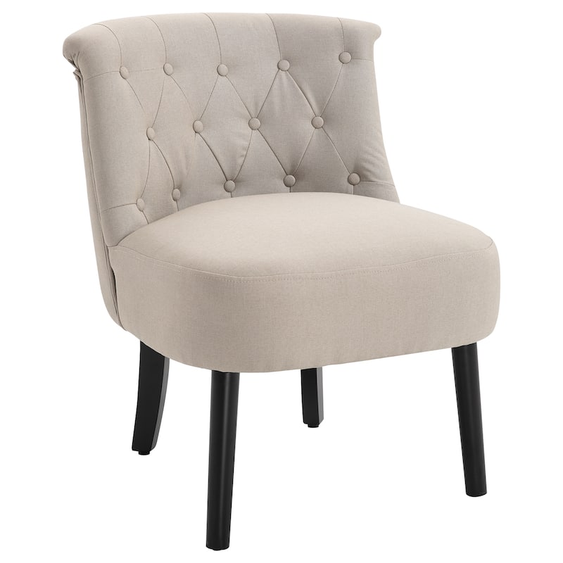 HomCom Modern Accent Leisure Armless Slipper Upholstered Lounge Chair with Large Comfortable Surface & Wooden Legs