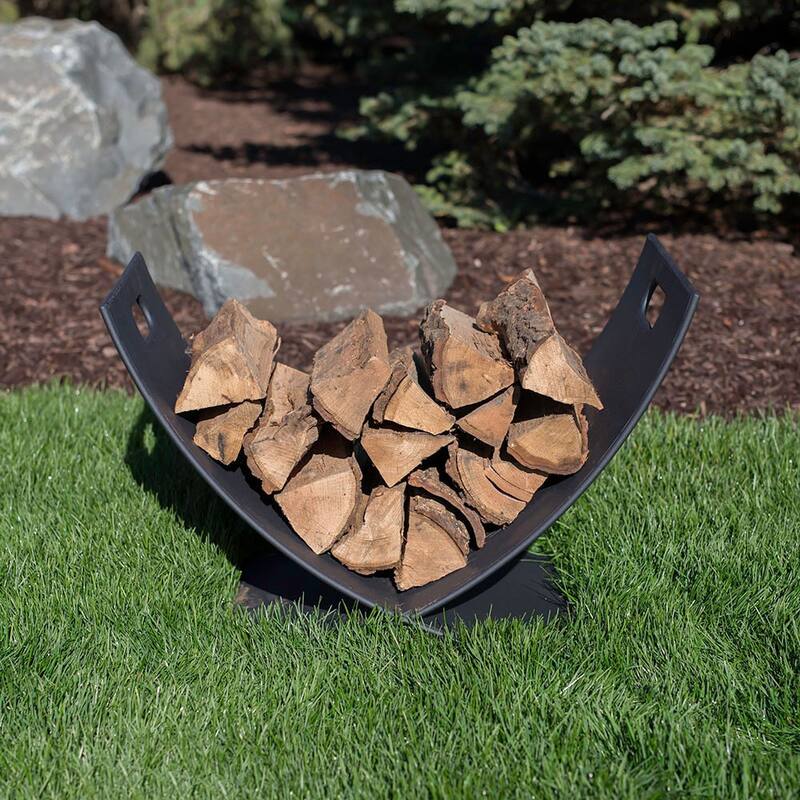 Log Rack 30" Black Steel Holder Firewood Storage Fireplace Accessory