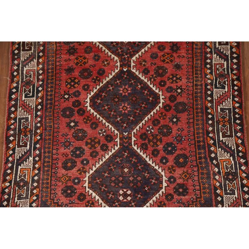 Qashqai Persian Vintage Area Rug Bedroom Handmade Wool Carpet - 4'5"x 6'11"