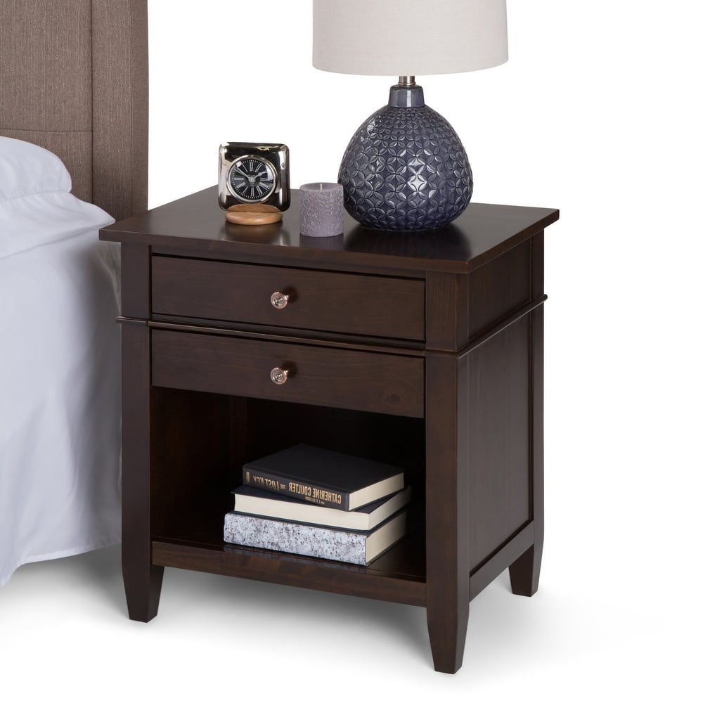 WYNDENHALL Sterling SOLID WOOD 24 inch Wide Bedside Nightstand Table