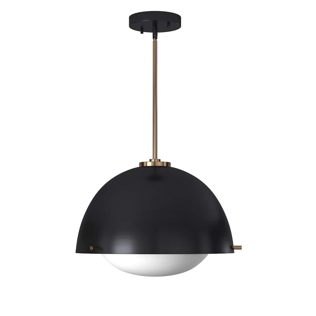 EVOLV Fusion Hemisphere 2-Light Matte Black with Brass Accent Pendant