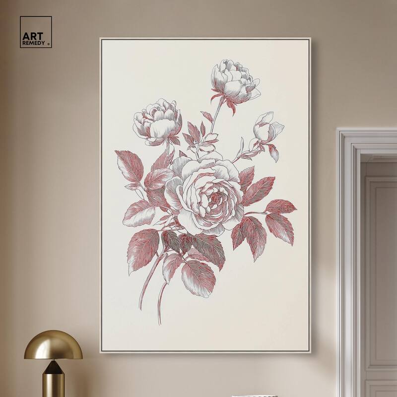 Breezy Red Pencil Blooms II Canvas by Art Remedy