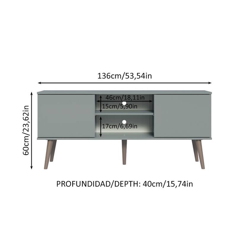 Madesa TV Stand Console with 2 Doors and 2 Shelves with Cable Management for 50, 55 Inch Media Storage