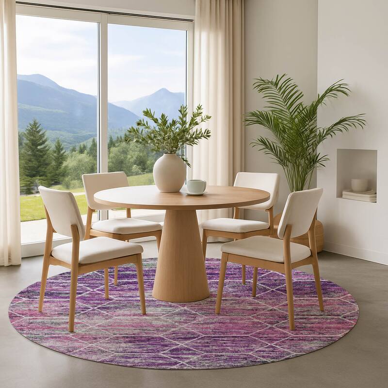 Premium Washable Super Soft Geo Abstract Mayfield Rug - Purple - 8' x 8'