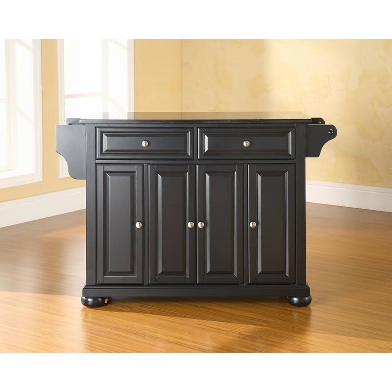 Kitchen Island Cart with Granite Top - Portable Kitchen Storage Island, Modern Kitchen Furniture, Black