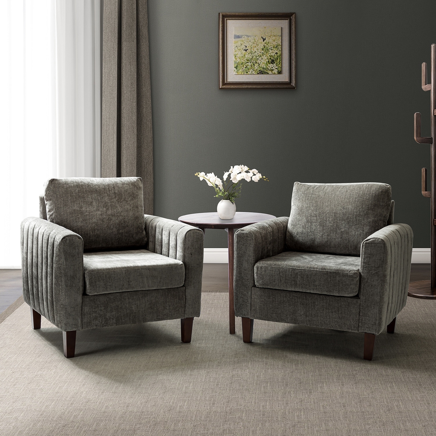 Hylonome Comfy Accent Club Chair with Wood Base Set of 2 On Sale