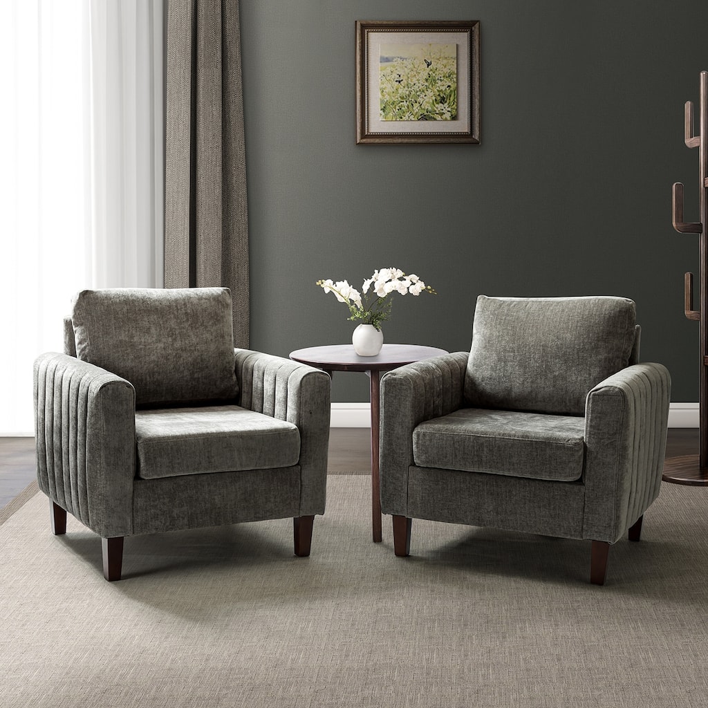 Ganymedes Comfy Accent Club Chair with Wood Base by HULALA HOME