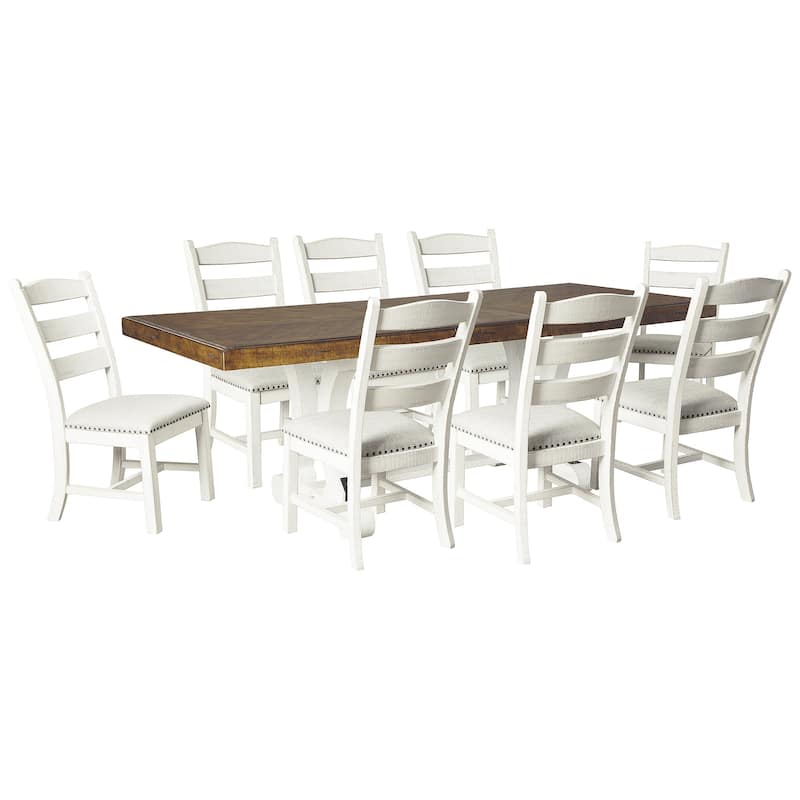 Signature Design by Ashley Valebeck Brown/White 9-Piece Dining Package