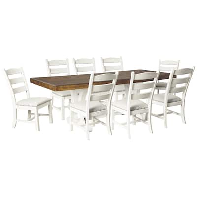 Signature Design by Ashley Valebeck Brown/White 9-Piece Dining Package