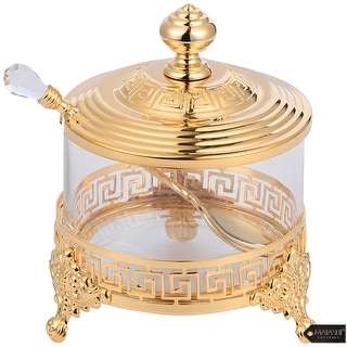 24K Gold Plated Sugar Bowl, Honey Dish, Candy Dish Glass Bowl