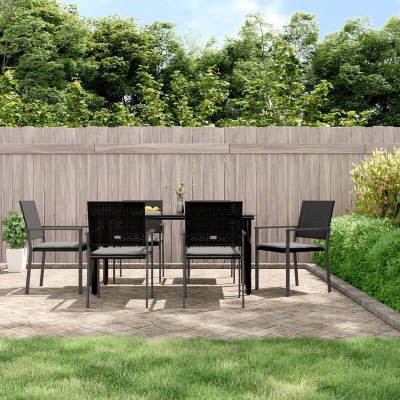 vidaXL Patio Dining Set Outdoor Dining Table and Chair Poly Rattan and Steel