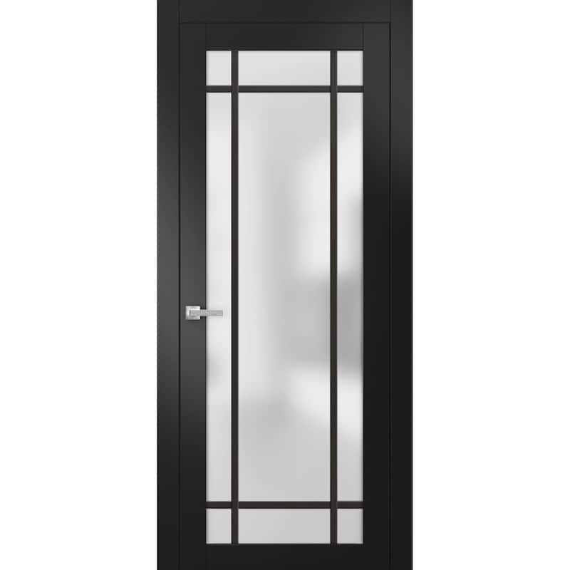 Solid French Door 18 x 80 Planum 2112 Matte Black| Bathroom - Black - 18" x 80"