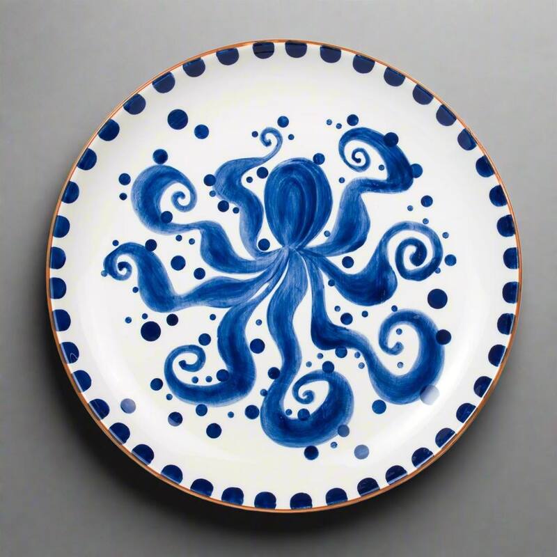 Euro Ceramica Octopus 15" Round Serving Platter