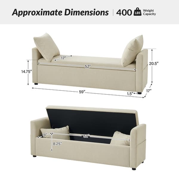 dimension image slide 0 of 3, Pedro Modern Storage Bench with divided fabric pockets by HULALA HOME