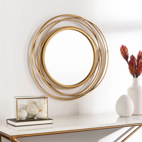 Kindra Modern Circles Golden 21-inch Round Mirror - 22"H x 21"W