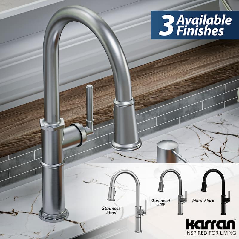 Karran Brampton KKF365 Single Handle Pull Down Sprayer Kitchen Faucet