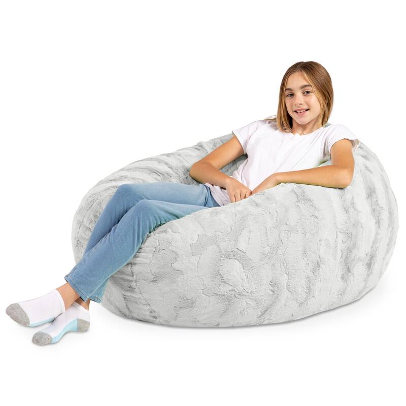 Jaxx Cocoon 4 Foot Kids Bean Bag Chair and Crash Pad - Faux Fur