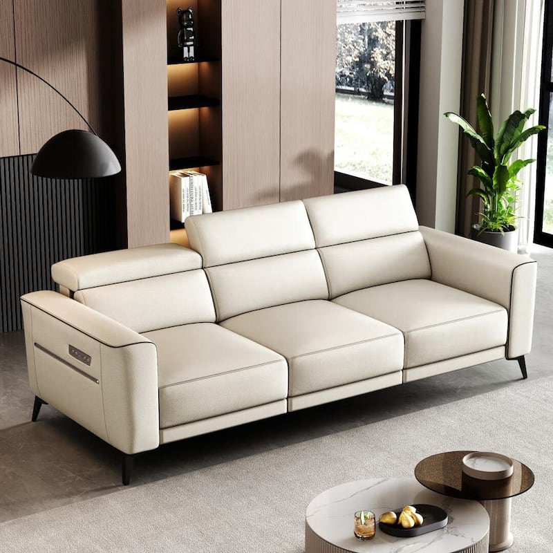 112.5'' Leather Power Reclining Sofa with USB Charging Port