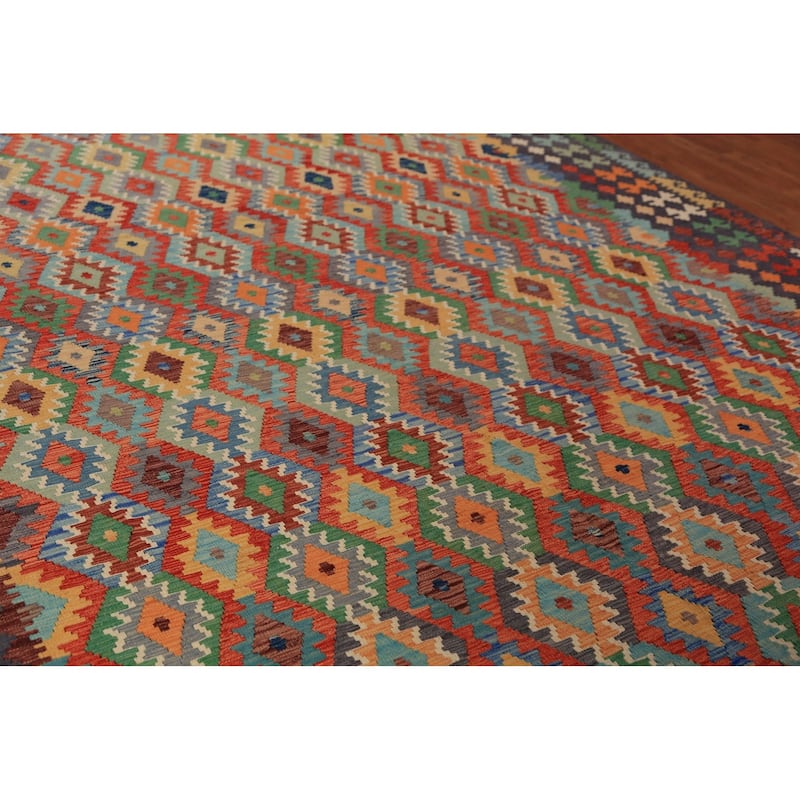 Kilim Area Rug Hand-Woven Living Room Wool Carpet - 10'0"x 13'1"