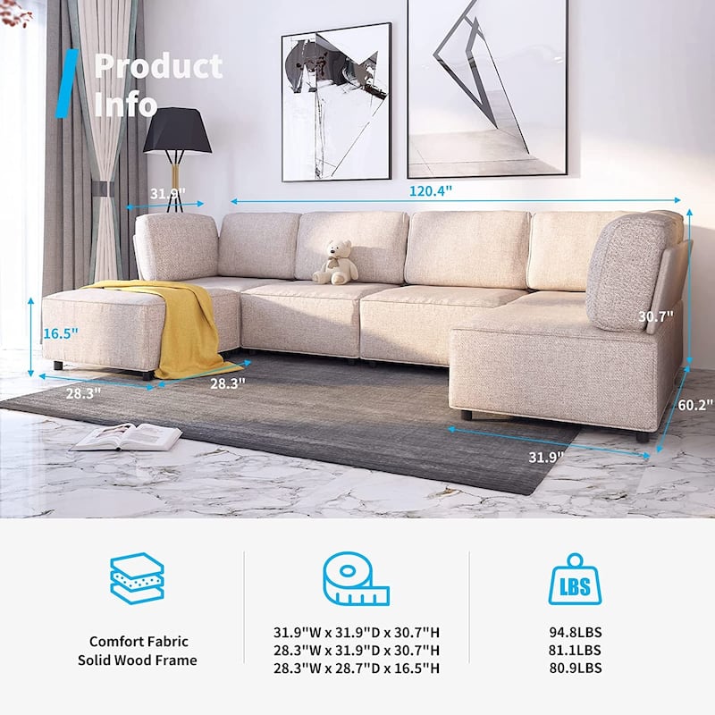 Mixoy Convertible Modular Sleeper Couch with Ottoman