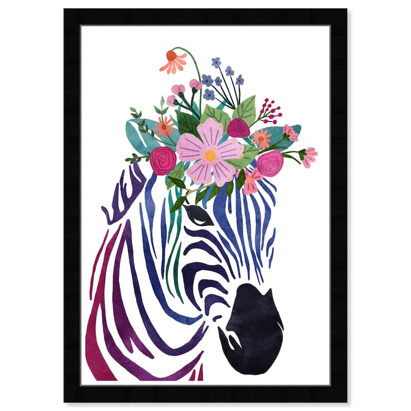 Wynwood Studio Prints Animals Floral Zebra Black and Tropical Wall Art Canvas Print
