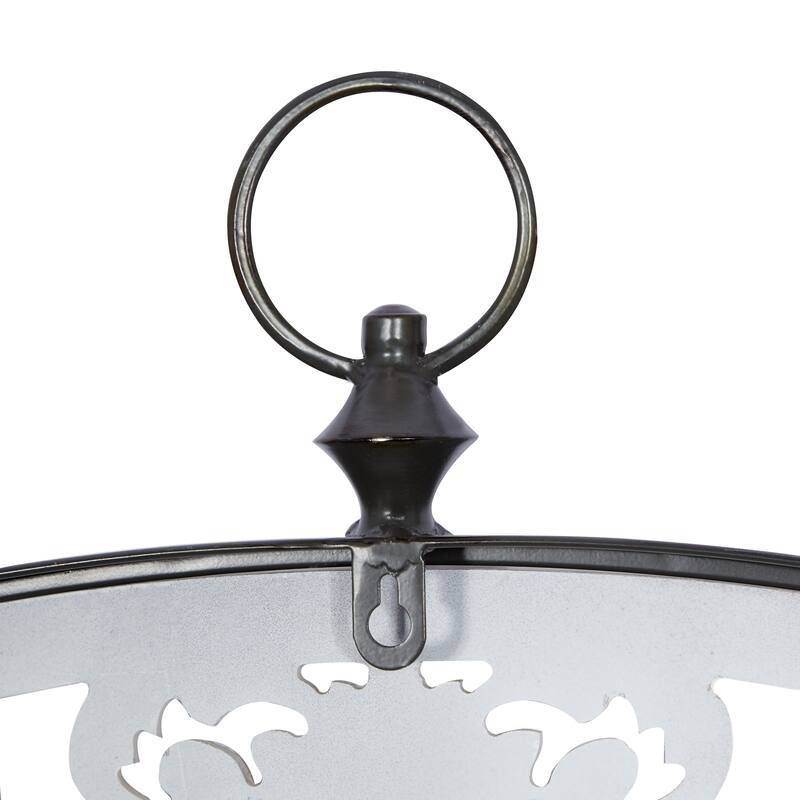 White Wooden Carved Design Floral Home Wall Decor with Ring Hanger (Set of 3)