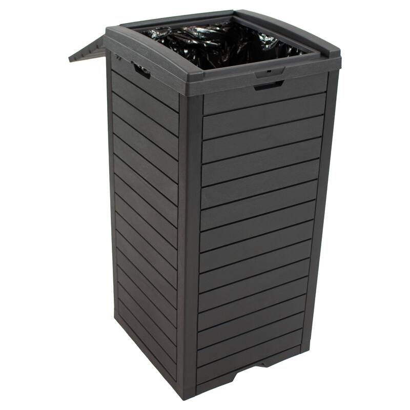 Sunnydaze 39-Gallon Patio Trash Can with Lid - Black