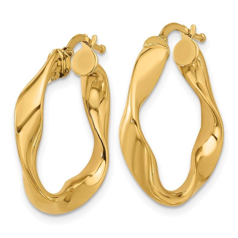Curata 14k Yellow Gold Small Twisted Hoop Earrings - 24.7x23.1mm