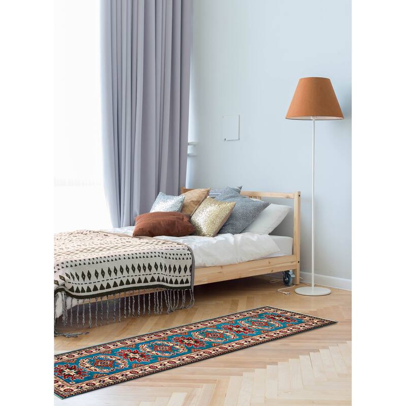 ECARPETGALLERY Hand-knotted Uzbek Ghazni Blue Wool Rug - 2'8 x 9'8