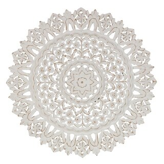 Wood Floral Handmade Intricately Carved Mandala Wall Decor - White ...