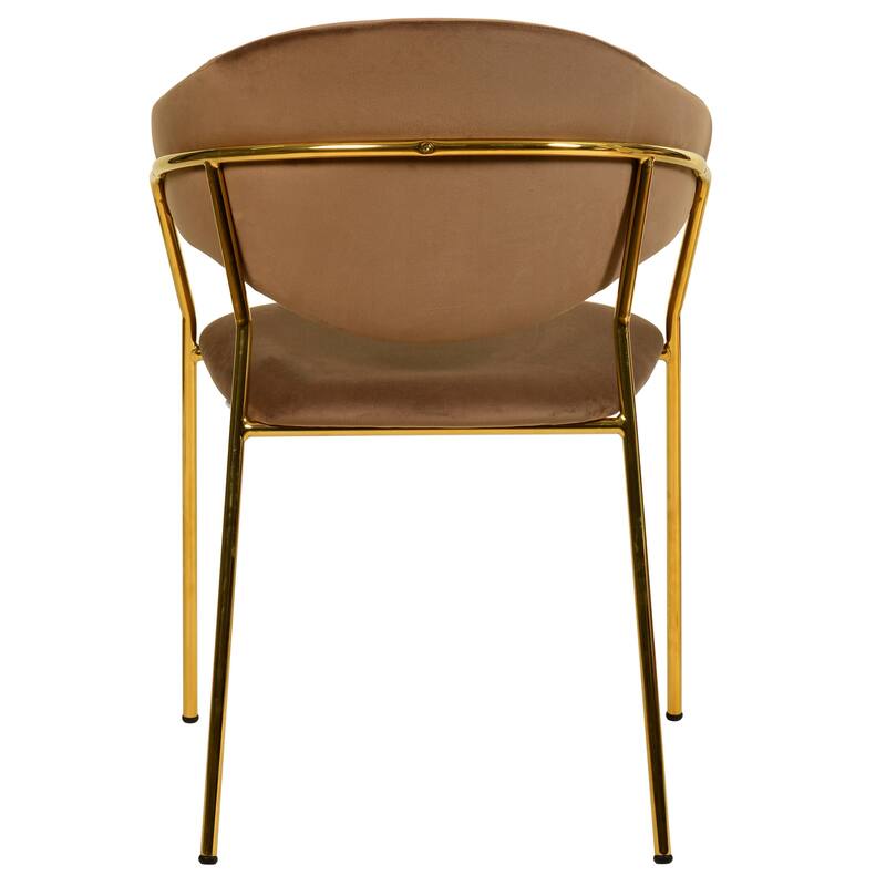 LeisureMod Set of 4 Bella Upholstered Leather/Velvet Accent Dining Chair in Gold Base for Home, Dining Room & Kitchen Furniture