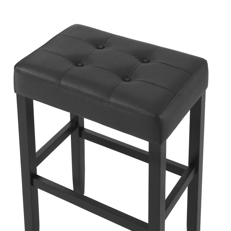 Madison Backless Bar Height Stool Black Finish with Black PU