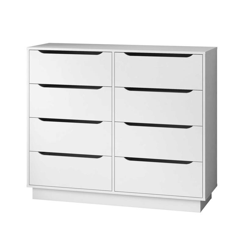 White 8-Drawer Wooden Dresser for Bedroom, 47.2''W Long Chest of Drawers