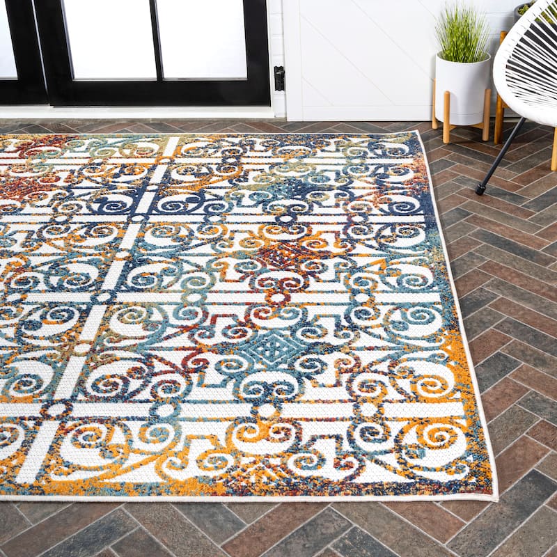 JONATHAN Y Tropics Ornate Trellis Indoor/Outdoor Area Rug