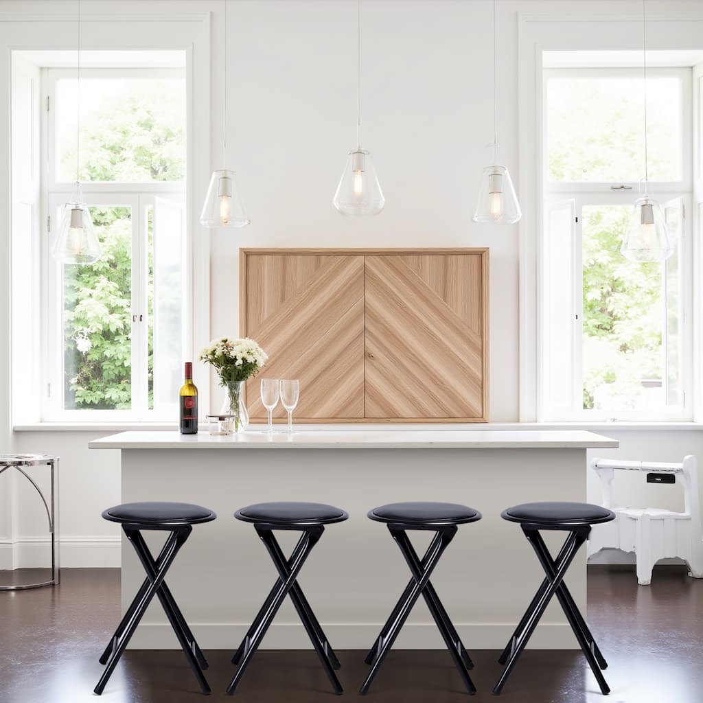 Homy Casa Set 2/4 Black Metal Folding Stools Portable Home & Events