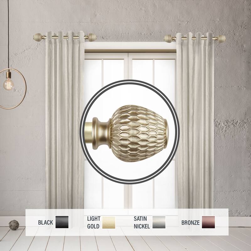 InStyleDesign Gwendi 1" Side Curtain Rod 12-20 inch long (Set of 2) - 12 to 20 inches - Light Gold