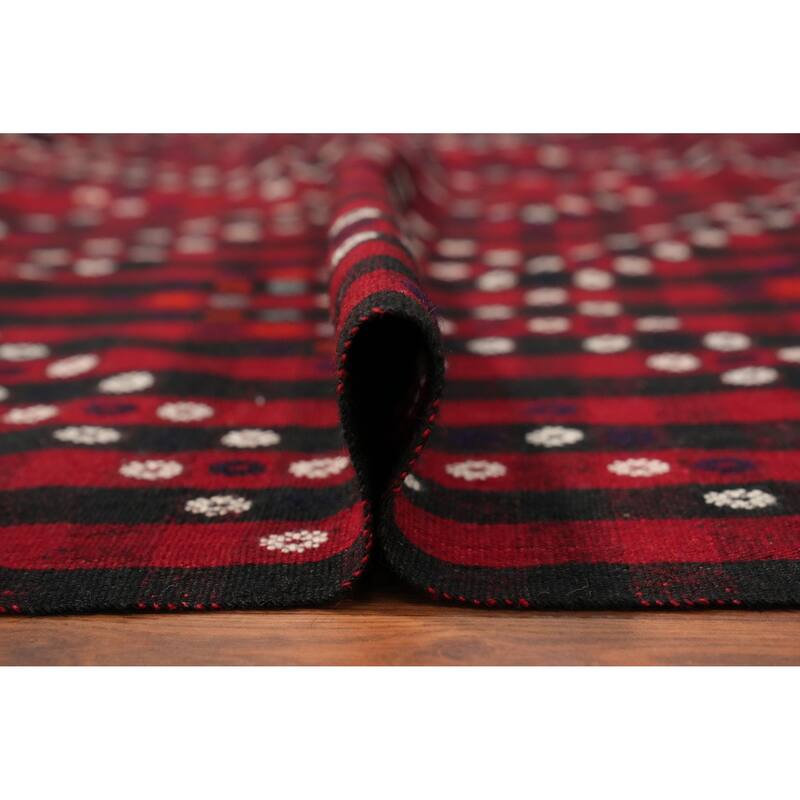 Hand Woven Oriental 100% Wool Carpet Southwestern Geometric Red Kilim Area Rug - 8' 3'' X 6' 3''