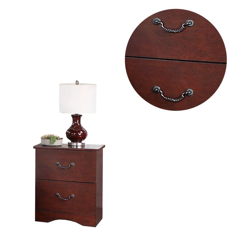 2 Drawer Nightstand with Metal Hardware