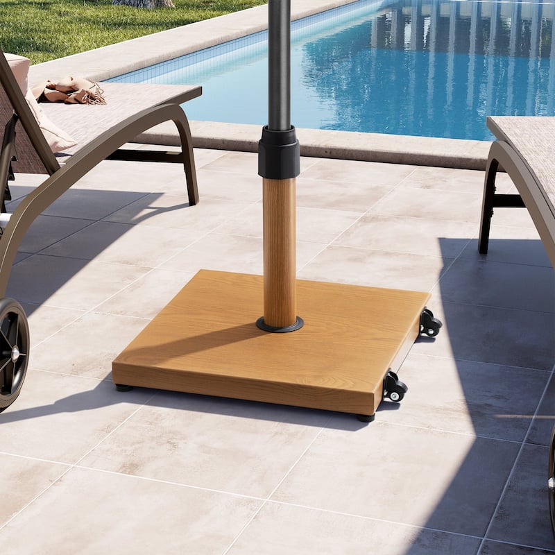 Outdoor Market Umbrella Base Holder Square Concrete / Cement Metal w/Wheels