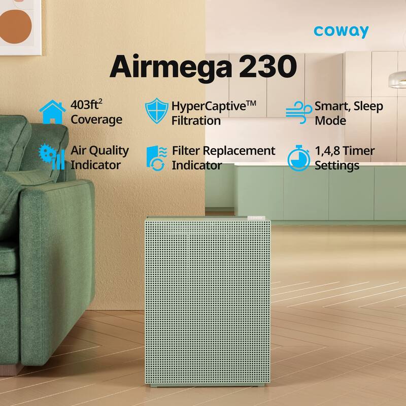 Coway Airmega 230 True HEPA Air Purifier with Air Quality Monitoring