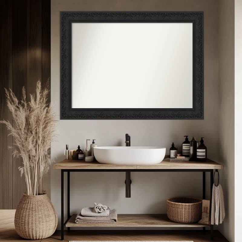 Luxe Non-Beveled Framed Bathroom Vanity Wall Mirror
