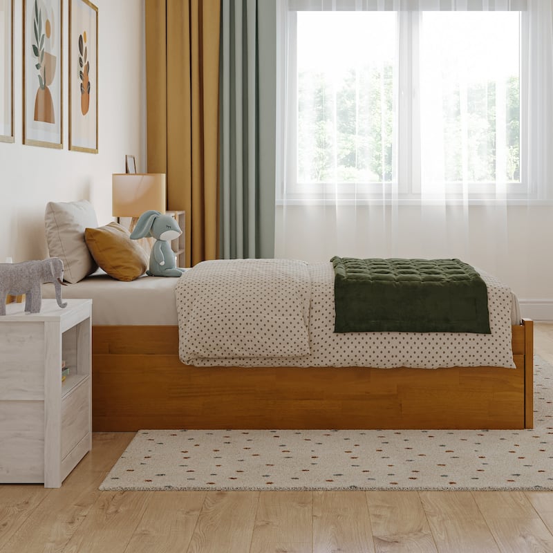 Concord Platform Bed with Footboard and Twin Trundle Bed