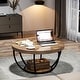 preview thumbnail 40 of 43, 31.7" Round Coffee Table, Rustic 2-Tier Center Table with Storage Open Shelves