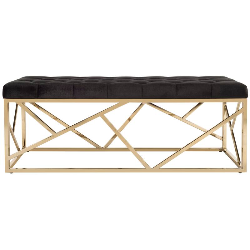 SAFAVIEH Nolie Black/ Gold Tufted Rectangular Bench - 48.5" x 20.3" x 18" - 49Wx20Dx18H