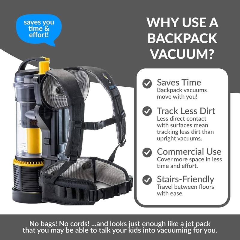 Prolux 2.0 Pro Commercial Bagless Backpack Vacuum with 1 1/2 inch Tool Kit