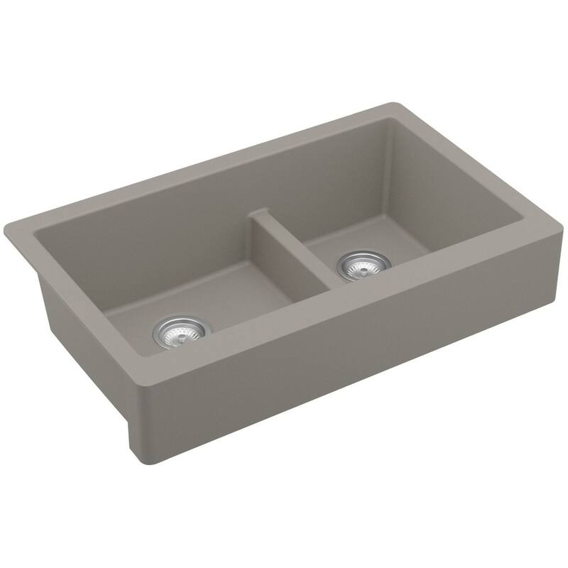 Karran USA QAR-760-PK1 Quartz QAR 34" Farmhouse Double Basin Quartz