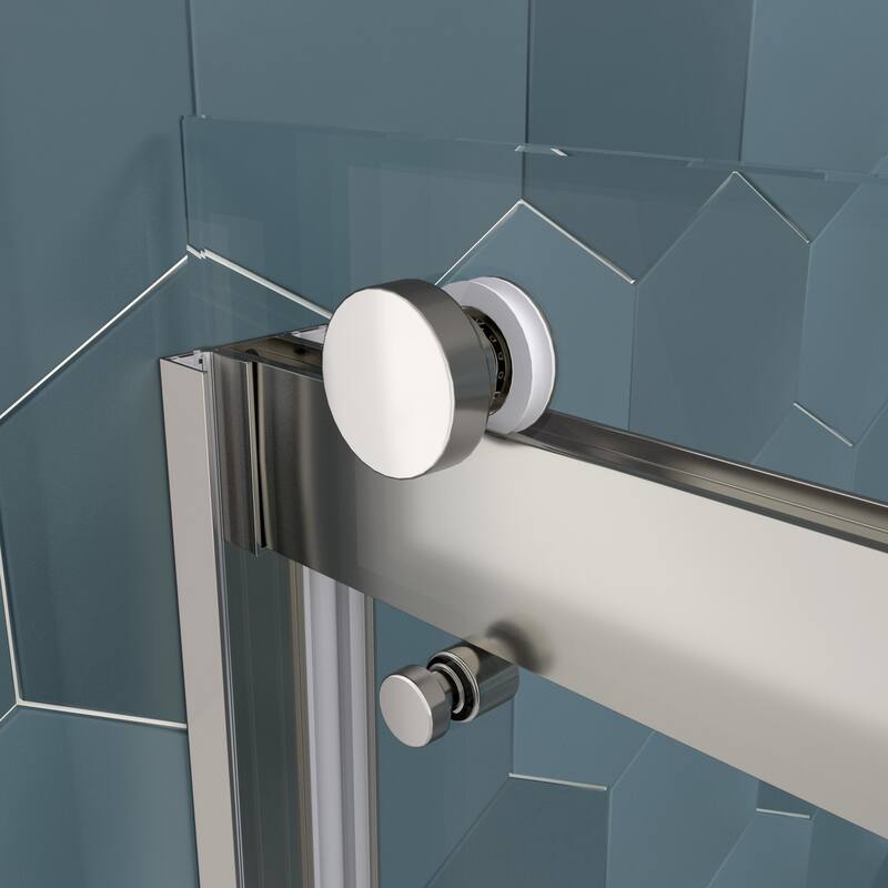56"-60"W x 74"H Bathroom Door with Single Sliding Aluminum Frame