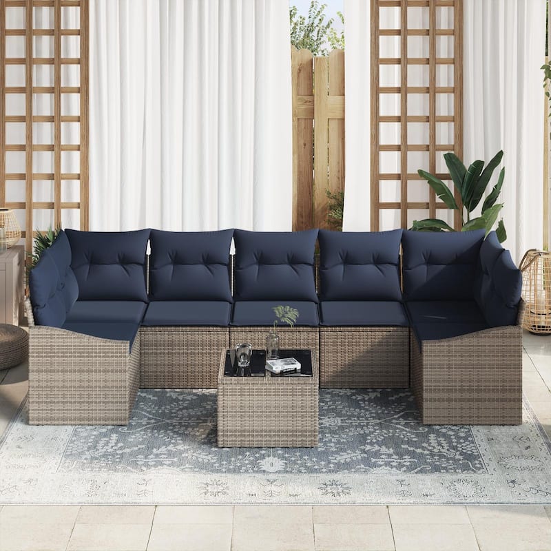 vidaXL 8 Piece Garden Sofa Set with Cushions - 113.8×48.6×27.2