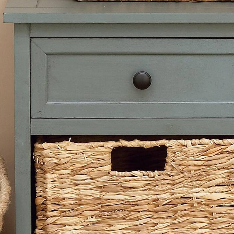 Wood 4 Baskets and 2 Drawers Storage Unit - Teal - Roche River Decor